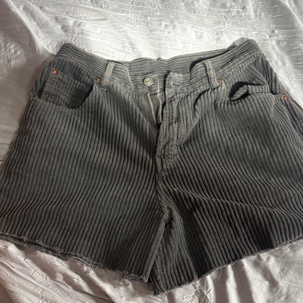 Gray Corduroy Women Shorts